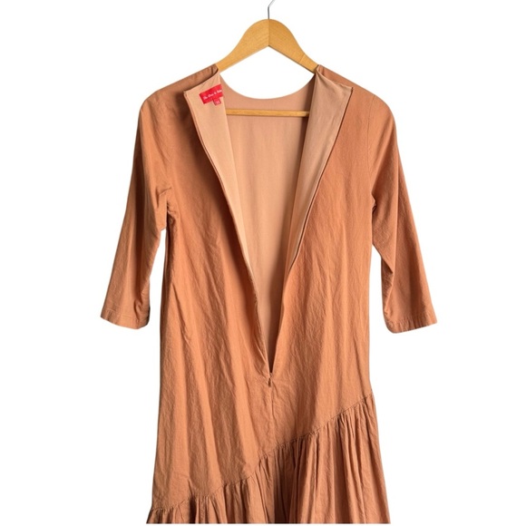 The Lines In Between Copper Asymmetrical Knee Length Dress Women’s XS Boho - Picture 3 of 7
